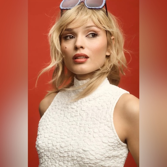 Anthropologie Blue Tassel Popcorn Crop Tank Top White Ivory NWT - Picture 15 of 16